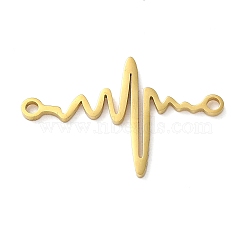 Ion Plating(IP) 304 Stainless Steel Laser Cut Connector Charms, Electrocardiogram Links, Real 18K Gold Plated, 17x27x1mm, Hole: 1.6mm(STAS-N104-01G)