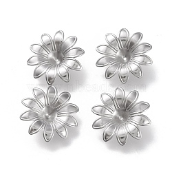 Non-Tarnish 304 Stainless Steel Bead Caps, Multi-Petal, No Hole/Undrilled, Flower, Stainless Steel Color, 18x18x4mm(STAS-K194-11P)