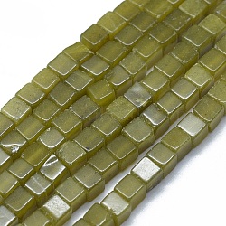 Natural Jade Beads Strands, Cube, 3~4.5x3~4.5x3~5mm, Hole: 0.8~1mm, about 89~97pcs/strand, 15.1~15.5 inch(38.5~39.5cm)(G-F631-C03-03)