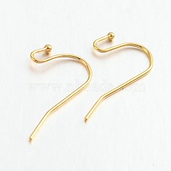 Brass Earring Hooks for Earring Designs, Lead Free & Cadmium Free, Golden, 21x12mm, Pin: 0.7mm(X-KK-M142-01G-RS)