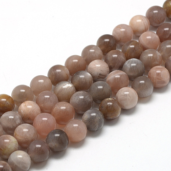 Natural Sunstone Beads Strands, Round, 10mm, Hole: 1mm, about 40pcs/strand, 15.7 inch