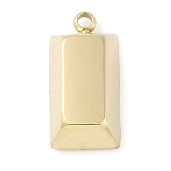 Ion Plating(IP) 304 Stainless Steel Pendants, Manual Polishing, Rectangle Charm, Real 18K Gold Plated, 15x7x4.5mm, Hole: 1.4mm