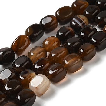 Natural Agate Beads Strands, Dyed & Heated, Cube, Coconut Brown, 11~12x8~9.5x8~9.5mm, Hole: 1.2mm, about 16pcs/strand, 7.48~7.72''(19~19.6cm)