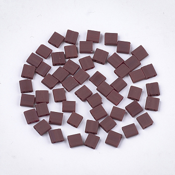 2-Hole Opaque Glass Seed Beads, Frosted, Rectangle, Coconut Brown, 5x4.5~5.5x2~2.5mm, Hole: 0.5~0.8mm