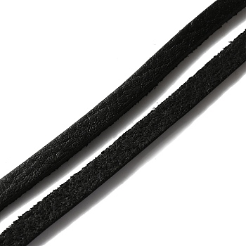 Flat Cowhide Leather Cord, for Jewelry Making, Black, 5x2mm, about 98.43 Yards(90m)/Bundle