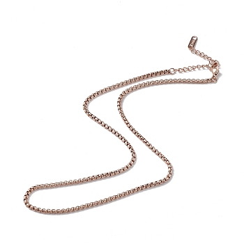 Ion Plating(IP) 304 Stainless Steel Box Chain Necklace for Men Women, Rose Gold, 15.98 inch(40.6cm)