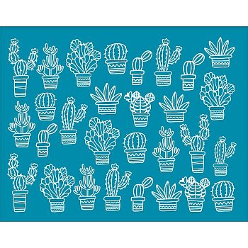 Silk Screen Printing Stencil, for Painting on Wood, DIY Decoration T-Shirt Fabric, Cactus Pattern, 100x127mm