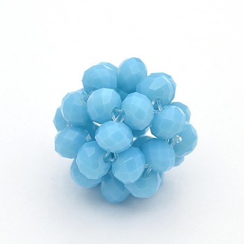 Imitation Jade Glass Round Woven Beads, Cluster Beads, Light Sky Blue, 22mm, Beads: 6mm