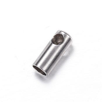 202 Stainless Steel Cord Ends, Stainless Steel Color, 7x3mm, Hole: 2mm, Inner Diameter: 2mm