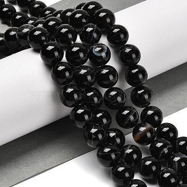 Natural Black Agate Beads Strands(G-NH0020-B01-02)-2