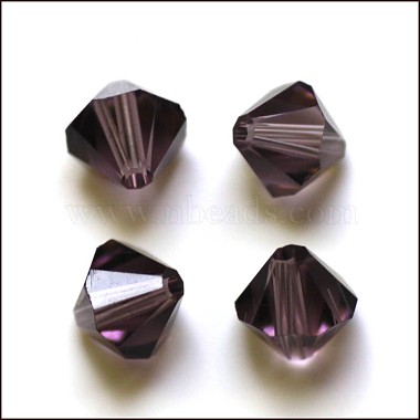 10mm Purple Bicone Glass Beads