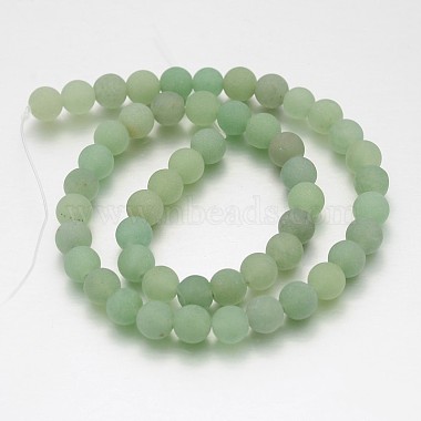 Frosted Round Natural Green Aventurine Bead Strands(G-J276-56-8mm)-2