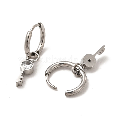 Crystal Rhinestone Skeleton Key Dangle Hoop Earrings(EJEW-P219-04P)-2
