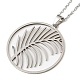 201 Stainless Steel Feather Pendant Necklace with Cable Chains(NJEW-Q317-22P)-2
