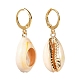 Electroplate Cowrie Shell Dangle Leverback Earrings for Girl Women(EJEW-JE04639)-1