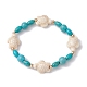 bracelet extensible en perles turquoise synthétique tortue(BJEW-JB09954)-1