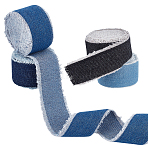 4Roll 4 Colors Polyester Fringe Denim Ribbon, Clothes Accessories, Mixed Color, 1-3/8~1-5/8  inch(34~42mm), 1roll/color (OCOR-OC0001-83)