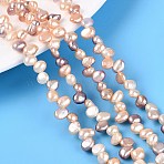 Natural Cultured Freshwater Pearl Beads Strands, Two Sides Polished, Top Drilled, Mixed Color, 5~9x4~5.5x2.5~5mm, Hole: 0.6mm, about 89~92pcs/strand, 14.76~15.16 inch(37.5~38.5cm)(PEAR-N014-04P)