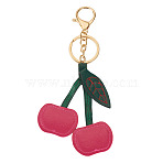 1Pc PU Leather Alloy Keychains, Golden, Cherry, Camellia, 151mm(KEYC-TA0001-47A)