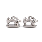 304 Stainless Steel Rhinestone Charm, Sewing Machine, Stainless Steel Color, 9.5x12.5x5mm, Hole: 1.4mm(STAS-B167-16P)