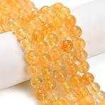Natural Citrine Beads Strands, Round, Dyed & Heated, 10.5mm, Hole: 0.8mm, about 40pcs/strand, 14.76~15.16 inch(37.5~38.5cm)(G-F820-K04-10mm)