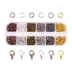 Alloy Lobster Claw Clasps and Iron Jump Rings, Mixed Color, 12x7x3mm, Hole: 1mm, 5x0.6mm, clasp: about 20pcs/compartment, ring: about 5g/compartment(FIND-X0007)