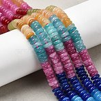 Dyed Natural White Jade Beads Strands, Rondelle, Mixed Color, 6.5x2~2.5mm, Hole: 0.8~0.9mm, about 166~168pcs/strand, 10.83~14.88''(37.5~37.8cm)(X-G-H333-02B)