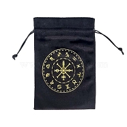 Tarot Card Storage Bag, Velvet Tarot Drawstring Bags, Rectangle with Constellation Pattern, Black, 18x13cm(ZODI-PW0001-098A)