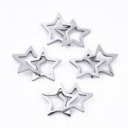 201 Stainless Steel Linking Rings, Quick Link Connectors, Laser Cut, Star, Stainless Steel Color, 11x12x1mm, Inner Diameter: 6.5x7mm, about 2pcs/set(STAS-N091-130)