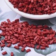 MIYUKI Half TILA Beads, Japanese Seed Beads, 2 Hole, (HTL2040) Matte Metallic Brick Red, 5x2.3x1.9mm, Hole: 0.8mm, about 250pcs/10g(X-SEED-J020-HTL2040)