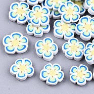 Handmade Polymer Clay Cabochons, Flower, White, 8~10x8~10.5x2mm, about 4238pcs/815g(CLAY-T016-44A)