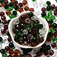 Glass Beads, Faceted, Rondelle, Olive Drab, 10x8mm, Hole: 1mm, about 560pcs/500g(EGLA-A034-LM10mm-26)