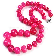 Dyed Natural Rhodonite Rondelle Graduated Beaded Necklaces for Women Men, 19.49 inch(49.5cm)(NJEW-K388-02B)