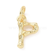 Brass Pendants, with Jump Ring, Golden, Letter Charm, Letter P, 12x7x2mm, Hole: 3mm(KK-K165-04P)