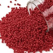 TOHO Round Seed Beads, Japanese Seed Beads, (45AF) Opaque Frost Cherry, 11/0, 2.2mm, Hole: 0.8mm, about 1111pcs/10g(X-SEED-TR11-0045AF)