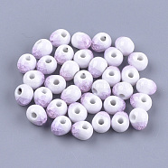 Handmade Porcelain Beads, Crackle Beads Style, Oval, Plum, 9.5~10.5x12~13x10.5mm, Hole: 2.5~3mm(PORC-S498-21B)
