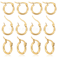 Ring 304 Stainless Steel Hoop Earrings, Golden, 12 Gauge, 15x2mm, Pin: 1x0.7mm, 12pairs/box(EJEW-UN0001-05-11G-A)