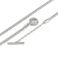 Brass Necklace Makings, Round Snake Chains, Platinum, 20.31 inch(51.6cm)(KK-P266-04P)