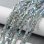 Electroplate Glass Beads Strands, Full Plated, Faceted, Bicone, Teal, 3.5x3mm, Hole: 1mm, about 128~135pcs/strand, 13.8(EGLA-J026-3mm-F10)