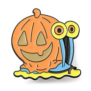 Halloween Terrible Pumpkin Snail Alloy Enamel Pin Broochs, Cadmium Free & Lead Free, Orange, 31x29x1.5mm(AJEW-Z023-08EB)