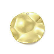 Textured 201 Stainless Steel Pendants, Golden, Flat Round, 22x22x1.5mm, Hole: 1.2mm(STAS-A069-02G)