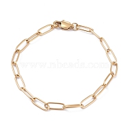Vacuum Plating 304 Stainless Steel Paperclip Chain Bracelets, with Lobster Claw Clasps, Golden, 7-3/4 inch(19.6cm)(BJEW-I295-15G)