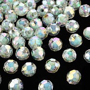 Transparent Acrylic Beads, Bead in Bead, AB Color, Faceted, Round, Aquamarine, 9.5x9.5mm, Hole: 2mm(X-TACR-S152-04B-SS2111)