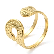 304 Stainless Steel Double Layer Open Cuff Ring for Women, Real 14K Gold Plated, Inner Diameter: 18mm(RJEW-I098-27G)