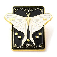 Rotatable Pointer Butterfly Talking Board Enamel Pins, Alloy Brooch for Clothes Backpack, White, 49x50.5x1.7mm(JEWB-M029-10G-01)