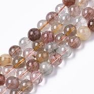 Natural Rutilated Quartz Beads Strands, Round, 10.5mm, Hole: 0.9mm, about 38pcs/strand, 15.35 inch(39cm)(G-R465-24C)