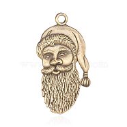 Tibetan Style Alloy Big Pendants, Christmas Santa Claus, Antique Bronze, 66x34x2.5mm, Hole: 4.5mm(PALLOY-G168-07AB-AAA)