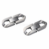 304 Stainless Steel Fold Over Clasps, Oval, Stainless Steel Color, 28x11x3.5mm, Hole: 5x6mm(STAS-N087-48A-01P)