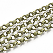 Iron Rolo Chains, Belcher Chain, with Spool, Unwelded, Antique Bronze, 5x2mm, about 82.02 Feet(25m)/roll(CH-T001-04AB)