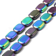 Electroplate Glass Bead Strands, Full Plated, Rectangle, Colorful, 12x10x4.5mm, Hole: 1mm, about 55pcs/strand, 25.98''(66cm)(EGLA-P049-02A-FP02)